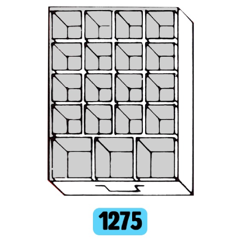 Tiroir 400x300x67 + 16 cuvettes 68x68x60 et 3 cuvettes 92x92x60 - Lot de 5