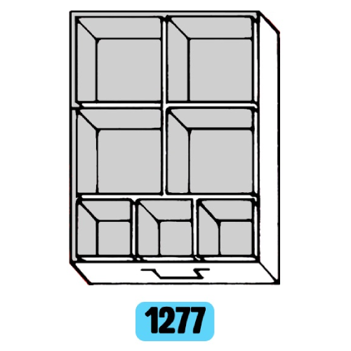 Tiroir 400x300x67 + 4 cuvettes 139x139x60 et 3 cuvettes 92x92x60 - Lot de 5