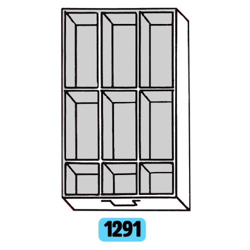 Tiroir 500x300x67 + 6 cuvettes 186x90x60 et 3 cuvettes 92x92x60 - Lot de 5