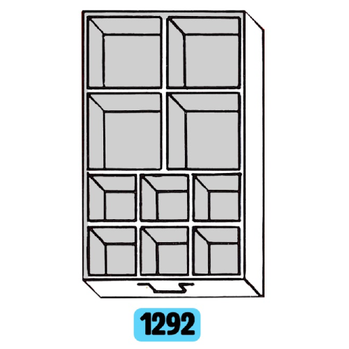 Tiroir 500x300x67 + 4 cuvettes 139x139x60 et 6 cuvettes 92x92x60 - Lot de 5